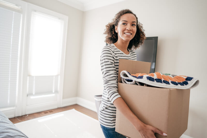 Woman with moving boxes